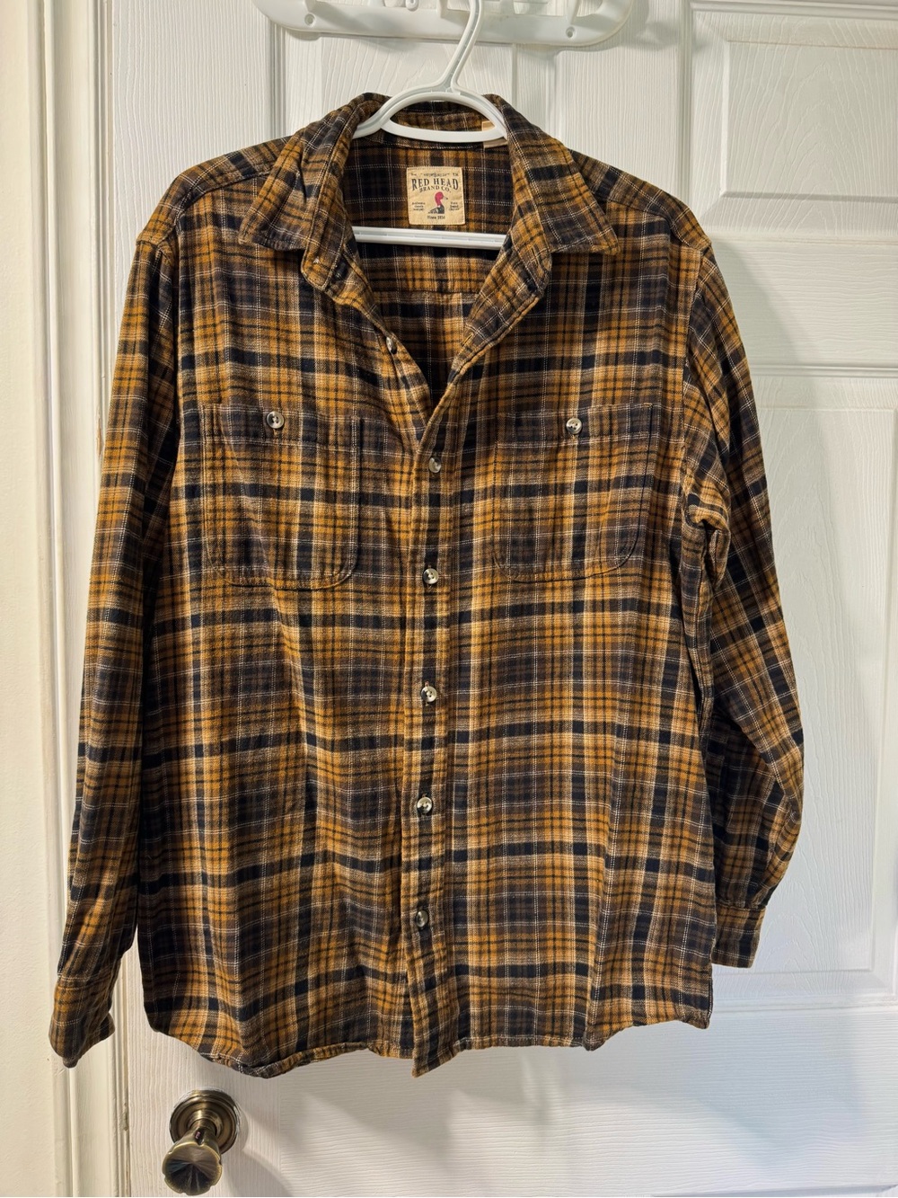 RedHead Men's Brown Plaid Flannel Shirt Size L